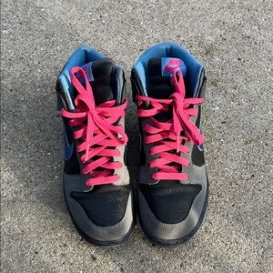 Nike High-Tops with Pink and Black Accents 7y youth